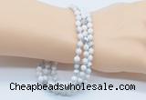 GMN5505 Hand-knotted 6mm matte white howlite 108 beads mala necklaces