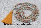 GMN612 Hand-knotted 8mm, 10mm serpentine jasper 108 beads mala necklaces with tassel