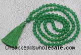 GMN62 Hand-knotted 8mm candy jade 108 beads mala necklace with tassel