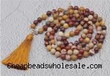 GMN637 Hand-knotted 8mm, 10mm mookaite 108 beads mala necklaces with tassel