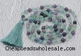 GMN642 Hand-knotted 8mm, 10mm fluorite 108 beads mala necklaces with tassel