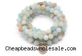 GMN7004 8mm matte amazonite 108 mala beads wrap bracelet necklace