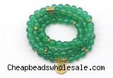 GMN7007 8mm green agate 108 mala beads wrap bracelet necklace