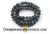 GMN7008 8mm moss agate 108 mala beads wrap bracelet necklace