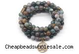 GMN7009 8mm Indian agate 108 mala beads wrap bracelet necklace