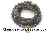 GMN7020 8mm dragon blood jasper 108 mala beads wrap bracelet necklace