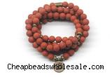 GMN7025 8mm matte red jasper 108 mala beads wrap bracelet necklace