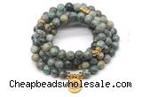 GMN7029 8mm African turquoise 108 mala beads wrap bracelet necklace