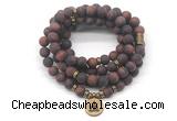 GMN7046 8mm matte red tiger eye 108 mala beads wrap bracelet necklace