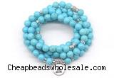 GMN7053 8mm blue howlite 108 mala beads wrap bracelet necklaces