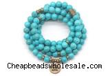 GMN7054 8mm turquoise 108 mala beads wrap bracelet necklaces