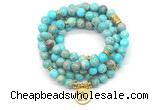 GMN7055 8mm blue sea sediment jasper 108 mala beads wrap bracelet necklaces