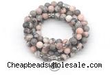 GMN7058 8mm pink zebra jasper 108 mala beads wrap bracelet necklaces