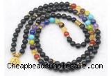 GMN7107 7 Chakra 8mm golden obsidian 108 mala beads wrap bracelet necklaces