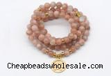 GMN7130 Chakra 8mm sunstone 108 mala beads wrap bracelet necklaces