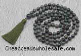 GMN717 Hand-knotted 8mm, 10mm kambaba jasper 108 beads mala necklaces with tassel