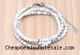 GMN7211 4mm faceted round tiny white howlite beaded necklace jewelry