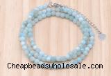 GMN7213 4mm faceted round tiny amazonite beaded necklace jewelry