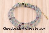 GMN7214 4mm faceted round tiny fluorite beaded necklace jewelry