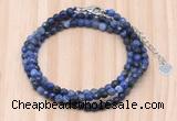 GMN7217 4mm faceted round tiny sodalite beaded necklace jewelry