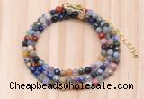 GMN7220 4mm faceted round tiny mixed gemstone beaded necklace jewelry