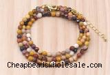 GMN7233 4mm faceted round tiny mookaite jasper beaded necklace jewelry