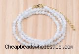 GMN7251 4mm faceted round tiny white moonstone beaded necklace jewelry