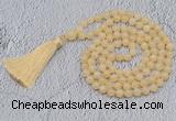 GMN726 Hand-knotted 8mm, 10mm honey jade 108 beads mala necklaces with tassel