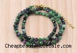 GMN7264 4mm faceted round ruby zoisite beaded necklace jewelry