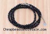 GMN7266 4mm faceted round blue goldstone beaded necklace jewelry