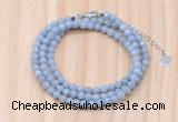 GMN7268 4mm faceted round blue angel skin beaded necklace jewelry