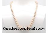 GMN7300 white fossil jasper graduated beaded necklace & bracelet set