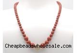 GMN7302 red jasper graduated beaded necklace & bracelet set