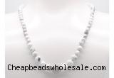 GMN7311 white howlite graduated beaded necklace & bracelet set