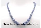 GMN7313 blue spot stone graduated beaded necklace & bracelet set