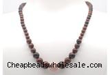 GMN7318 mahogany obsidian graduated beaded necklace & bracelet set