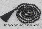 GMN732 Hand-knotted 8mm, 10mm golden obsidian 108 beads mala necklaces with tassel