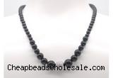 GMN7323 black onyx graduated beaded necklace & bracelet set