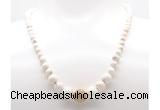 GMN7340 white howlite graduated beaded necklace & bracelet set