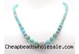 GMN7349 blue sea sediment jasper graduated beaded necklace & bracelet set