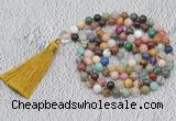 GMN735 Hand-knotted 8mm, 10mm colorfull gemstone 108 beads mala necklaces with tassel