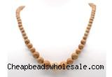 GMN7352 wooden jasper graduated beaded necklace & bracelet set