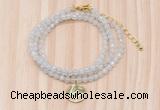 GMN7400 4mm faceted round tiny white jade beaded necklace with constellation charm