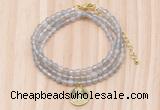 GMN7401 4mm faceted round tiny grey agate beaded necklace with constellation charm