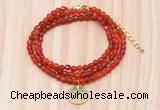 GMN7402 4mm faceted round tiny red agate beaded necklace with constellation charm