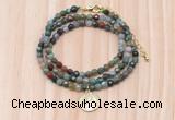 GMN7404 4mm faceted round tiny Indian agate beaded necklace with constellation charm