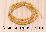 GMN7408 4mm faceted round tiny yellow aventurine beaded necklace with constellation charm