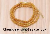 GMN7409 4mm faceted round tiny yellow jade beaded necklace with constellation charm