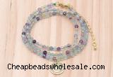 GMN7414 4mm faceted round tiny fluorite beaded necklace with constellation charm