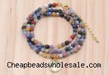 GMN7420 4mm faceted round tiny mixed gemstone beaded necklace with constellation charm